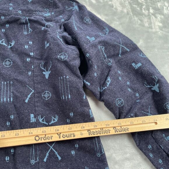 Legendary Whitetails Shirt Womens Large Navy Deer Hunting Print Cotton Flannel - Picture 15 of 16